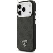 Guess Case Magsafe 4G PU Leather Case Triangle Logo And tok, szürke Metal Camera Frame iPhone 17 Pro tok, fekete