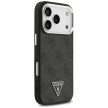 Guess Case Magsafe 4G PU Leather Case Triangle Logo And tok, szürke Metal Camera Frame iPhone 17 Pro tok, fekete