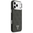 Guess Case Magsafe 4G PU Leather Case Triangle Logo And tok, szürke Metal Camera Frame iPhone 17 Pro Max tok, fekete