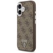 Guess Case Magsafe 4G PU Leather Case Triangle Logo And tok, szürke Metal Camera Frame iPhone 17 tok, barna