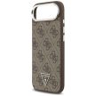 Guess Case Magsafe 4G PU Leather Case Triangle Logo Silver Metal Camera Frame iPhone 17 Air tok, barna