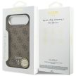 Guess Case Magsafe 4G PU Leather Case Triangle Logo Silver Metal Camera Frame iPhone 17 Air tok, barna