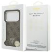 Guess Case Magsafe 4G PU Leather Case Triangle Logo And tok, szürke Metal Camera Frame iPhone 17 Pro tok, barna