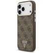 Guess Case Magsafe 4G PU Leather Case Triangle Logo And tok, szürke Metal Camera Frame iPhone 17 Pro Max tok, barna