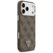 Guess Case Magsafe 4G PU Leather Case Triangle Logo And tok, szürke Metal Camera Frame iPhone 17 Pro Max tok, barna