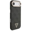 GUESS Magsafe 4G PU Leather Case With Triangle Logo Gold Metal Camera Frame iPhone 17 Air tok, barna