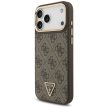 Guess Case Magsafe 4G PU Leather Case Triangle Logo Gold Metal Camera Frame iPhone 17 Pro Max tok, barna