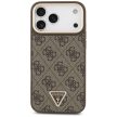 Guess Case Magsafe 4G PU Leather Case Triangle Logo Gold Metal Camera Frame iPhone 17 Pro Max tok, barna