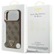 Guess Case Magsafe 4G PU Leather Case Triangle Logo Gold Metal Camera Frame iPhone 17 Pro Max tok, barna