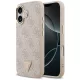 Guess Case Magsafe 4G PU Leather Case Triangle Logo Gold Metal Camera Frame iPhone 17 tok, rózsaszín