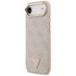 Guess Case Magsafe 4G PU Leather Case Triangle Logo Gold Metal Camera Frame iPhone 17 Air tok, rózsaszín