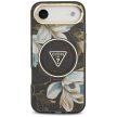 Guess Case Magsafe IML Case Glitter Flowers And Triangle Metal Camera Frame And Buttons iPhone 17 Air tok, fekete