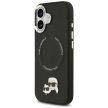 Karl Lagerfeld case Magsafe PU case Karl&Choupette heads pins logo and metal camera buttons iPhone 17 tok, fekete