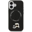 Karl Lagerfeld case Magsafe PU case Karl&Choupette heads pins logo and metal camera buttons iPhone 17 tok, fekete