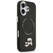 Karl Lagerfeld case Magsafe PU case Karl&Choupette heads pins logo and metal camera buttons iPhone 17 tok, fekete