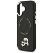 Karl Lagerfeld case Magsafe PU case Karl&Choupette heads pins logo and metal camera buttons iPhone 17 tok, fekete