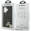 Karl Lagerfeld case Magsafe PU case Karl&Choupette heads pins logo and metal camera buttons iPhone 17 tok, fekete
