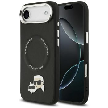   Karl Lagerfeld Magsafe PU case with Karl&Choupette heads pins logo and metal camera buttons iPhone 17 Air tok, fekete
