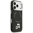 Karl Lagerfeld case Magsafe PU case Karl&Choupette heads pins logo and metal camera buttons iPhone 17 Pro tok, fekete