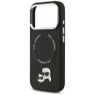 Karl Lagerfeld case Magsafe PU case Karl&Choupette heads pins logo and metal camera buttons iPhone 17 Pro tok, fekete