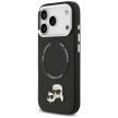 Karl Lagerfeld case Magsafe PU case Karl&Choupette heads pins logo and metal camera buttons iPhone 17 Pro Max tok, fekete