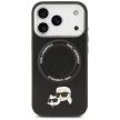 Karl Lagerfeld case Magsafe PU case Karl&Choupette heads pins logo and metal camera buttons iPhone 17 Pro Max tok, fekete