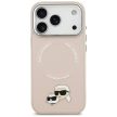 Karl Lagerfeld case Magsafe PU case Karl&Choupette heads pins logo and metal camera buttons iPhone 17 Pro tok, bézs