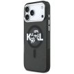 Karl Lagerfeld case Magsafe IML glitter case metal camera frame and buttons Karl and Choupette sketch logo iPhone 17 Pro Max tok, átlátszó