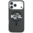 Karl Lagerfeld case Magsafe IML glitter case metal camera frame and buttons Karl and Choupette sketch logo iPhone 17 Pro Max tok, átlátszó