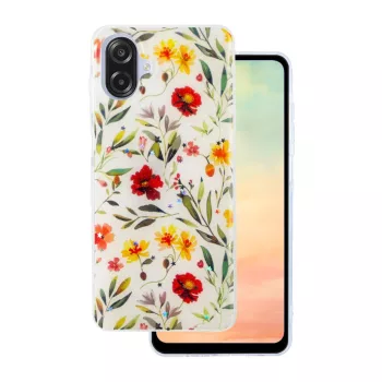   Glow Glam case Samsung Galaxy A07 4G tok, fehér tok, virágmintás, színes