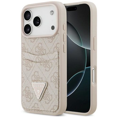GUESS case IPHONE 17 Pro GUHCP17LP4TPP (4G Double Card Triangle) tok, rózsaszín