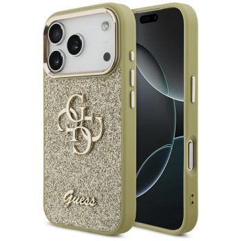   GUESS case IPHONE 17 Pro GUHCP17LHG4SGCD (Fixed Glitter Big 4G Metal Frame) tok, arany