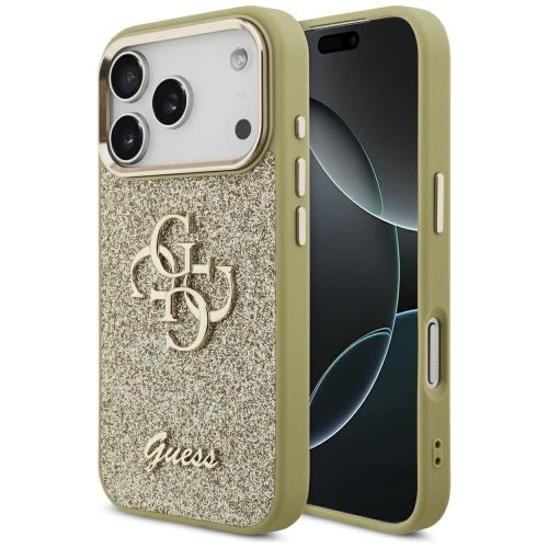 GUESS case IPHONE 17 Pro GUHCP17LHG4SGCD (Fixed Glitter Big 4G Metal Frame) tok, arany