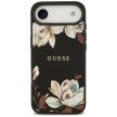 Guess Grained Flowers Classic Logo MagSafe case iPhone 17 Air tok, fekete