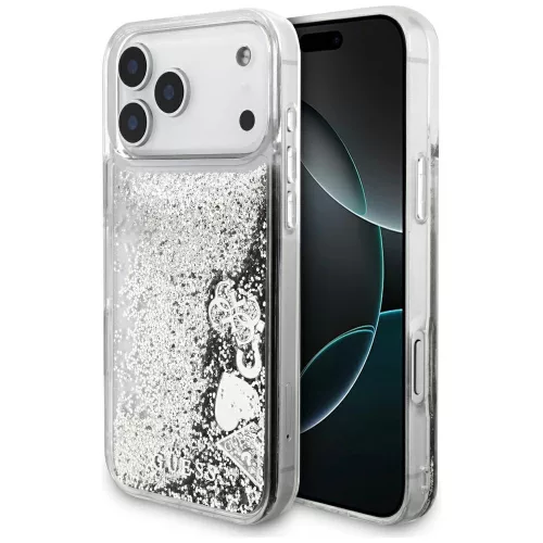 Guess Liq. Glitter Charms case iPhone 17 Pro Max tok, ezüst