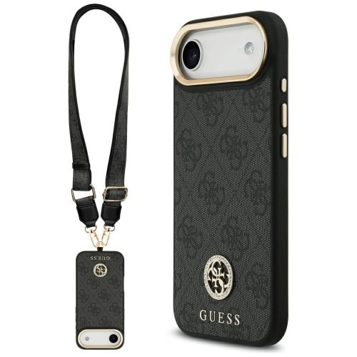 GUESS case IPHONE 17 Air MagSafe GUHMP17MP4G4DCSK (PU W/ Strass Logo & Big Strap Metal Buttons) tok, fekete
