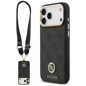   GUESS case IPHONE 17 Pro Max MagSafe GUHMP17XP4G4DCSK (PU W/ Strass Logo & Big Strap Metal Buttons) tok, fekete