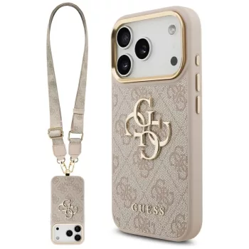   GUESS case IPHONE 17 Pro GUHCP17LP4G4BCSP (PU W/ Big 4G Classic & Big Strap Metal Buttons) tok, rózsaszín