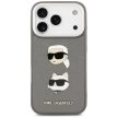 KARL LAGERFELD case IPHONE 17 Pro KLHCP17LPSFDHPOG (FW Grained PU W/ K&C Heads Pin & Logo) tok, szürke