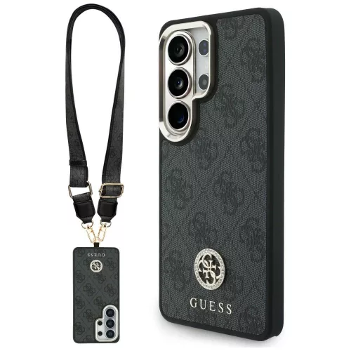 Guess case 4G Big Rhinestone Triangle Strap MagSafe Samsung Galaxy S26 Ultra, tok, fekete