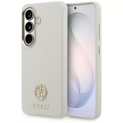 Guess Rhinestone Round Logo MagSafe Samsung Galaxy S26 tok, bézs