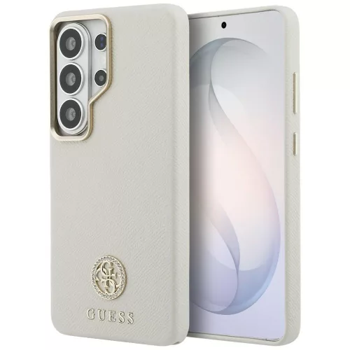 Guess Rhinestone Round Logo MagSafe Samsung Galaxy S26 Ultra tok, bézs
