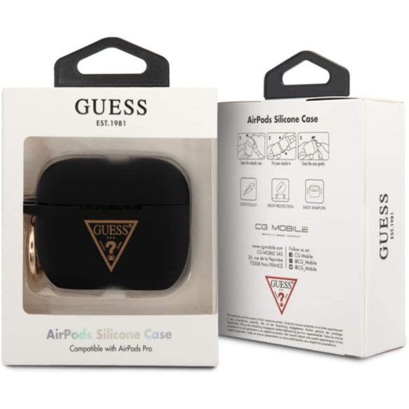 Guess Airpods Pro Silicone Triangle Logo (GUACAPLSTLBK) tok, fekete