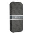 Guess iPhone 13 Mini 4G Printed Stripe (GUBKP13S4GDGR) oldalra nyíló tok, szürke