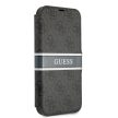 Guess iPhone 13 Pro Max 4G Printed Stripe (GUBKP13X4GDGR) oldalra nyíló tok, szürke
