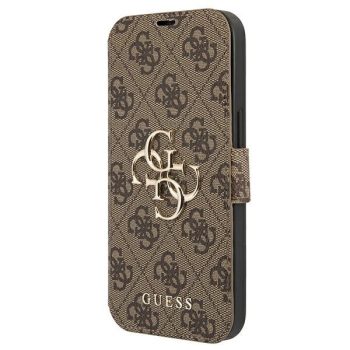   Guess GUBKP13X4GMGBR 4G Big Metal Logo iPhone 13 Pro Max 6.7", oldalra nyíló tok, barna
