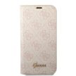 Guess GUBKP14LHG4SHP iPhone 14 Pro 6.1 " oldalra nyíló tok 4G Vintage Gold Logo, rózsaszín