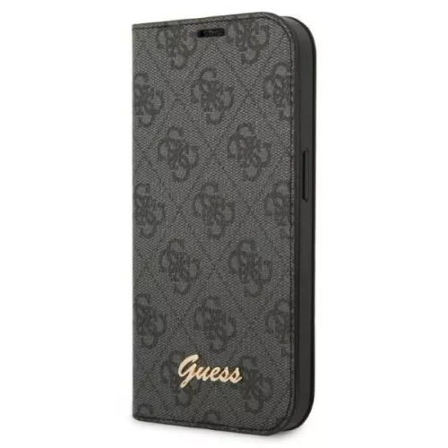 Guess GUBKP14SHG4SHK 4G Vintage Gold Logo iPhone 14 6.1", oldalra nyíló tok, fekete