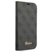 Guess GUBKP14SHG4SHK 4G Vintage Gold Logo iPhone 14 6.1", oldalra nyíló tok, fekete
