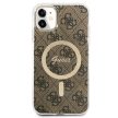 Guess set case + charger for iPhone 11 6,1" GUBPN61H4EACSW brown hard case 4G Print MagSafe MagSafe töltő és tok, barna
